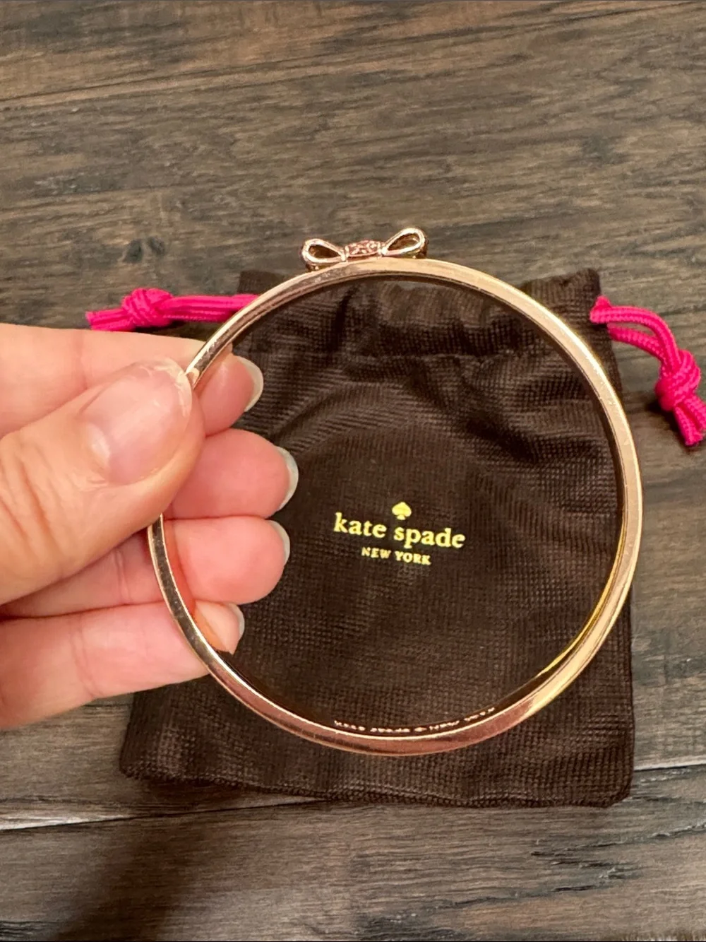 kate spade Rose Gold Glitter Bow Bangle Bracelet - Picture 6 of 6